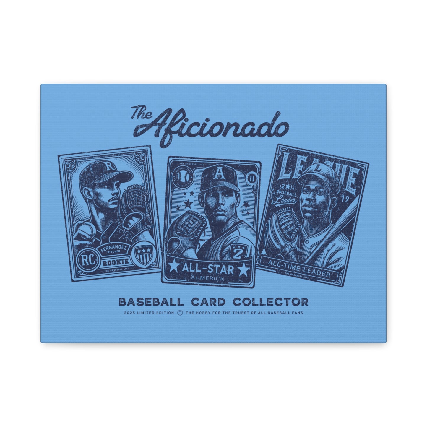 The Aficionado Baseball Card Collector Wall Art Canvas_Carolina Blue
