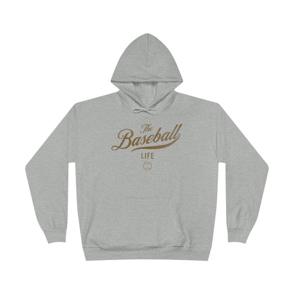 The Baseball Life Hoodie w/Grommets_Old Gold Print