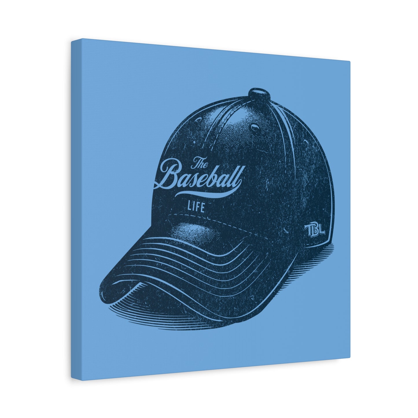 The Baseball Life Ball Cap Wall Art Canvas_Carolina Blue
