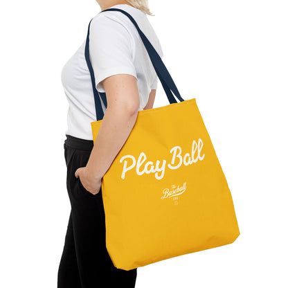 Play Ball Tote Bag_Yellow Gold with White Print