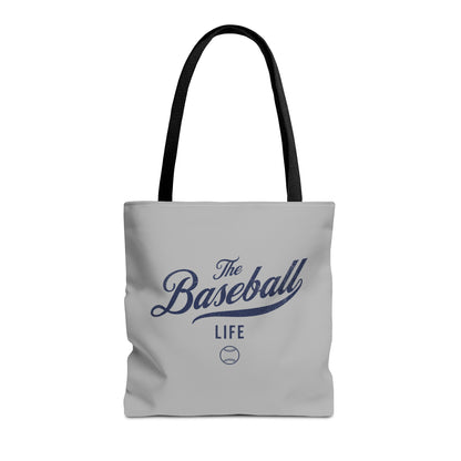 The Baseball Life Tote Bag_Gray w Navy Print