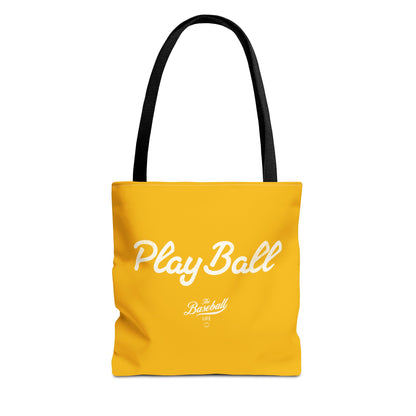 Play Ball Tote Bag_Yellow Gold with White Print