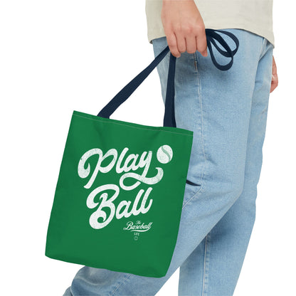 Play Ball Script Tote Bag_Green