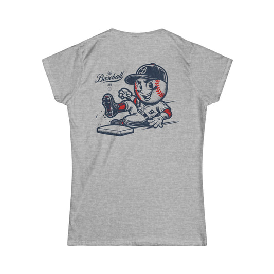 Mr. Baseball Mascot Sliding Women's T-Shirt