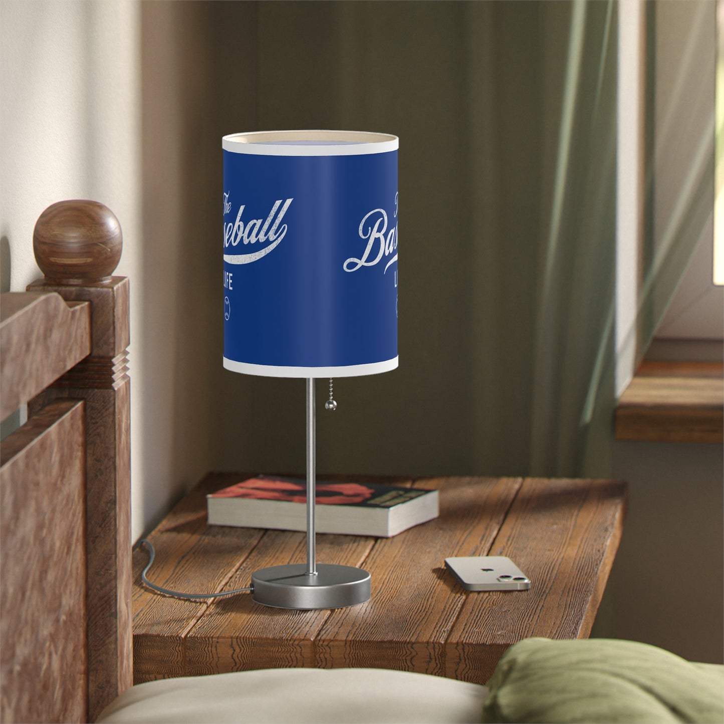 Table Lamp_Royal Blue w White Print