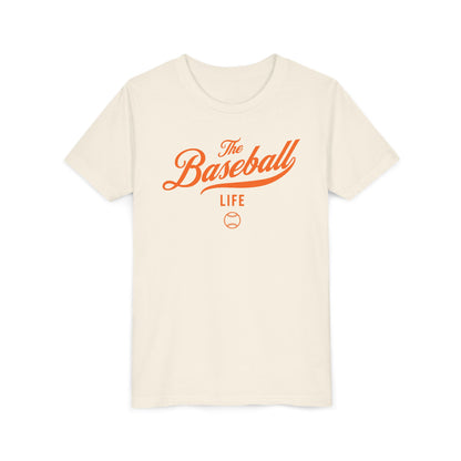 Youth The Baseball Life Classic Script T-Shirt_Orange Print