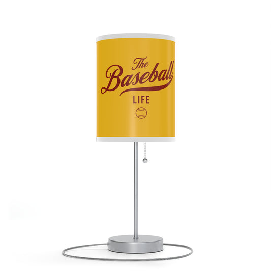 Table Lamp_Yellow w Maroon Print