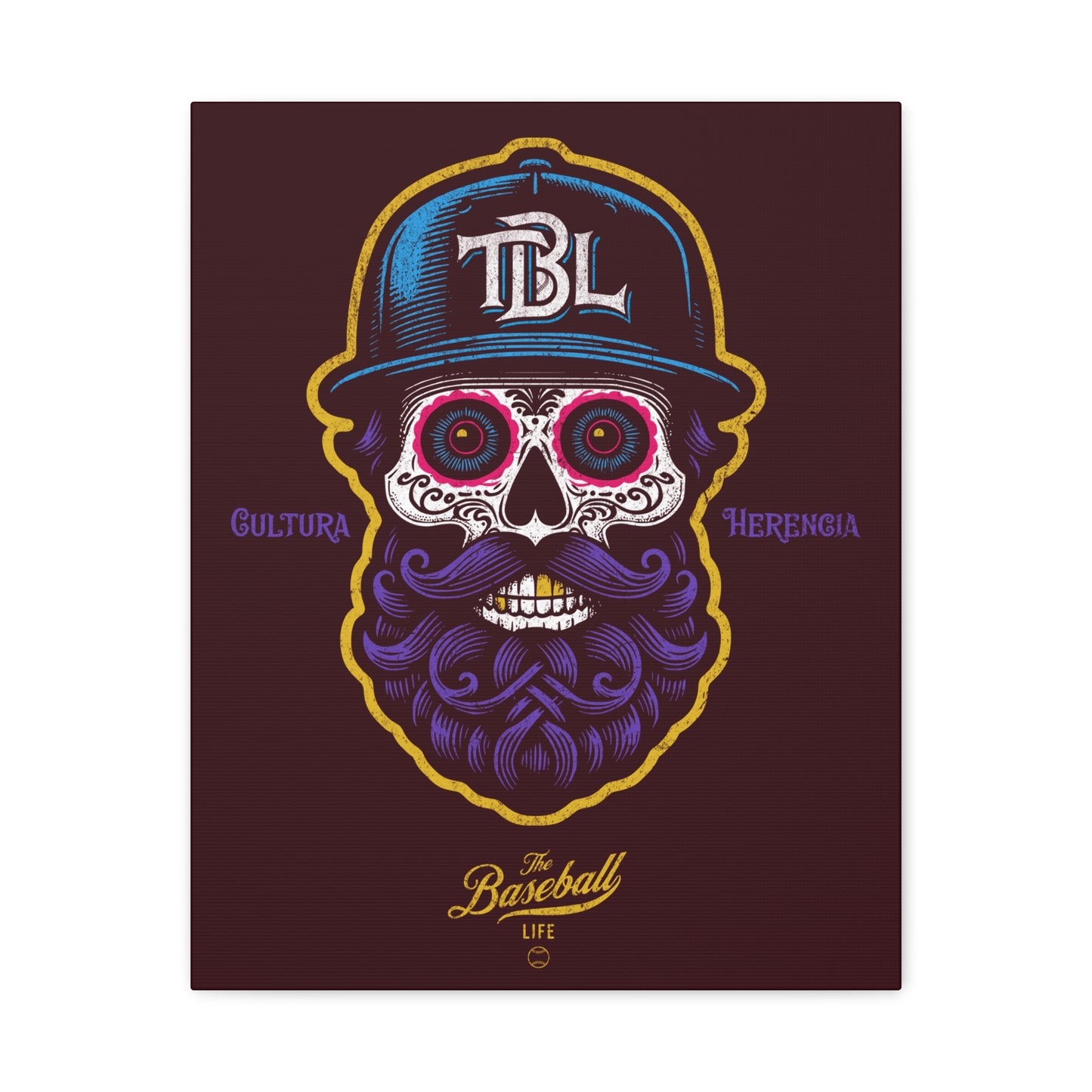 Beisbol Sugar Skull Series_Player 2 Wall Art Canvas_Coffee