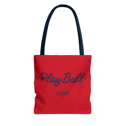 Play Ball Tote Bag_Red with Navy Print