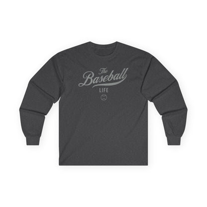 The Baseball Life Long Sleeve T-Shirt_Silver Gray Print