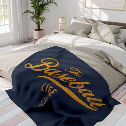 Fleece Blanket_Navy w Yellow Gold Print