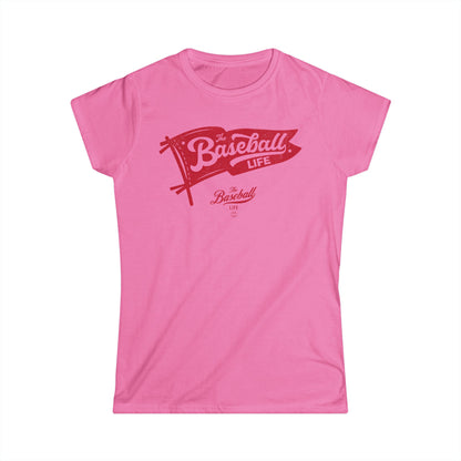 Vintage Baseball Pennant Women's T-Shirt - Red Print