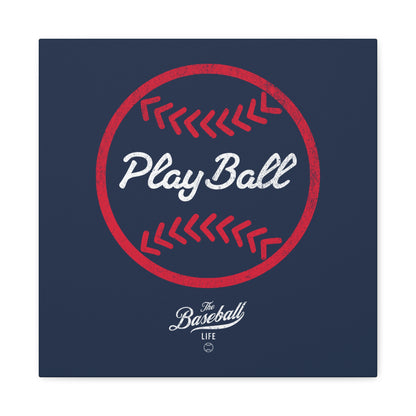 Play Ball Graphic Baseball Wall Art Canvas_Navy
