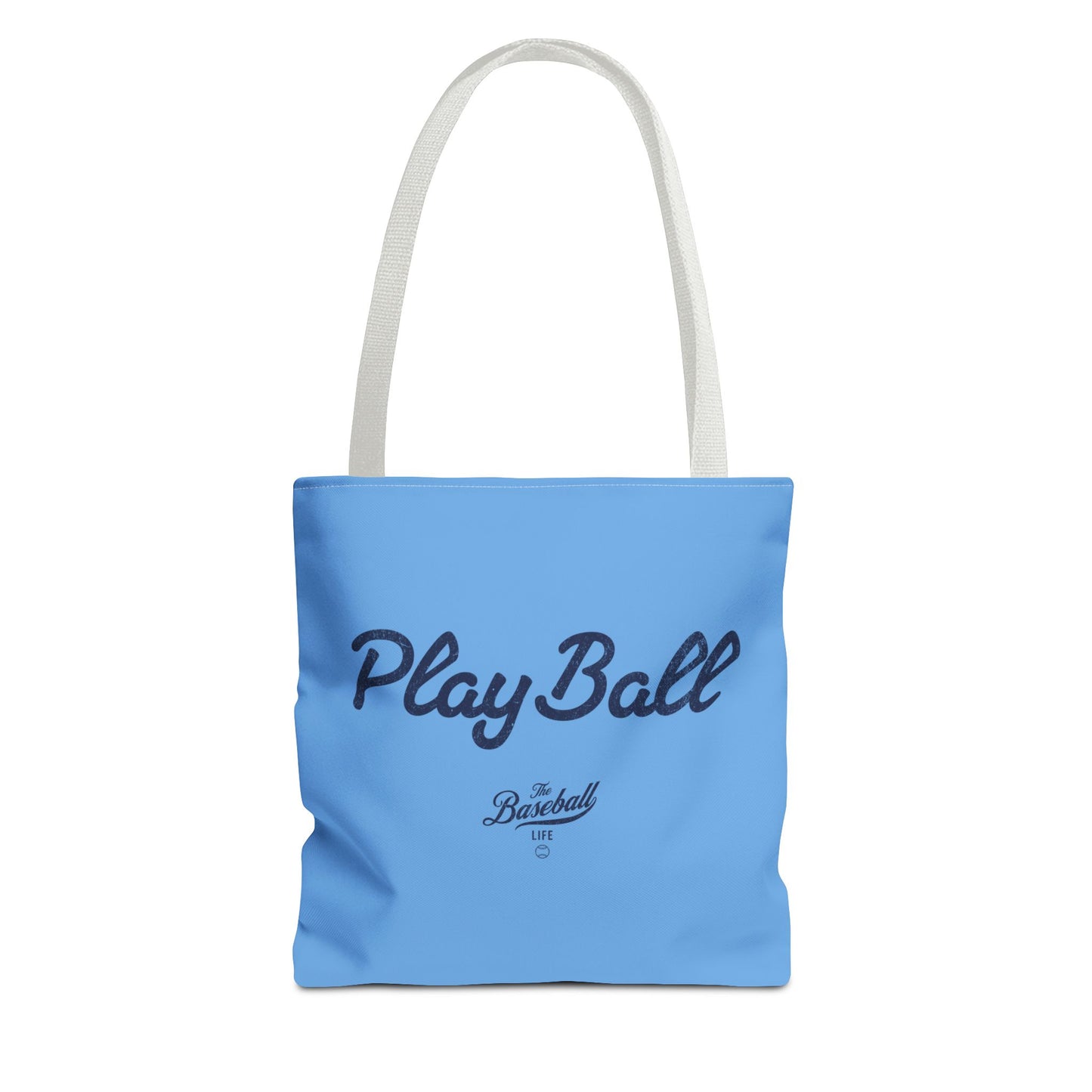Play Ball Tote Bag_Carolina Blue with Navy Print