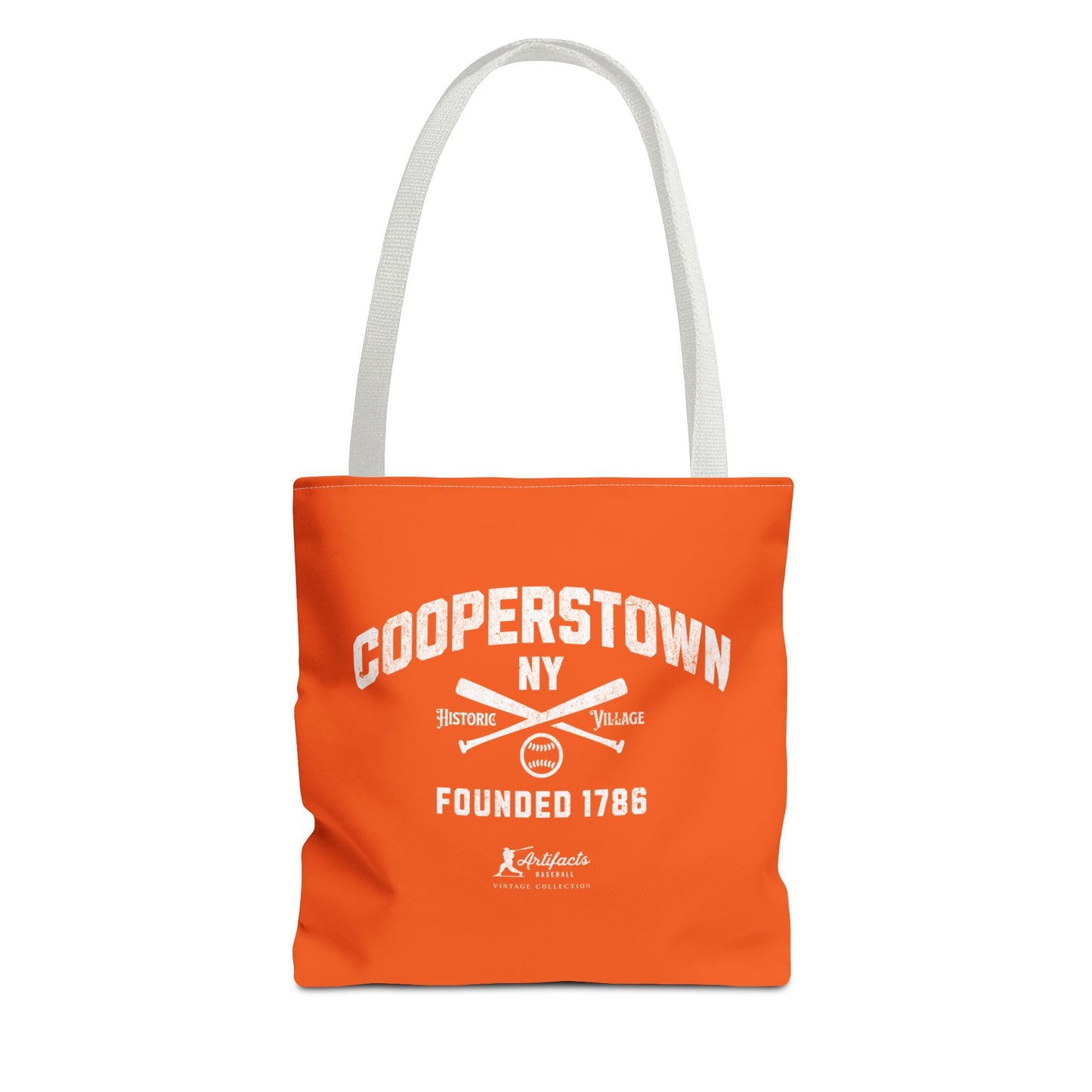 Cooperstown, NY Tote Bag_Orange w White Print