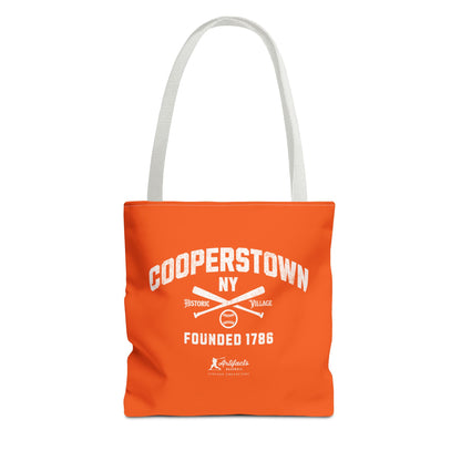 Cooperstown, NY Tote Bag_Orange w White Print