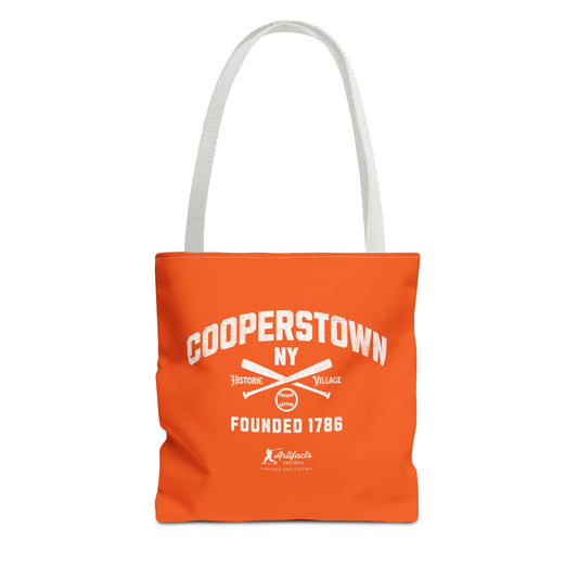 Cooperstown, NY Tote Bag_Orange w White Print