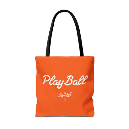 Play Ball Tote Bag_Orange with White Print