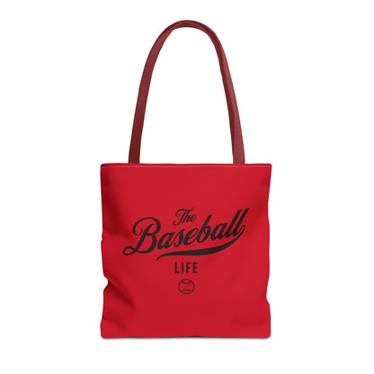 The Baseball Life Tote Bag_Red w Black Print