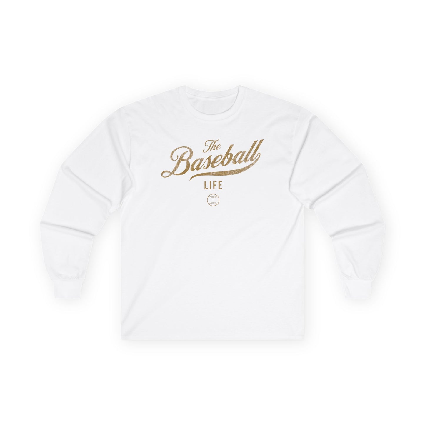 The Baseball Life Long Sleeve T-Shirt_Old Gold Print