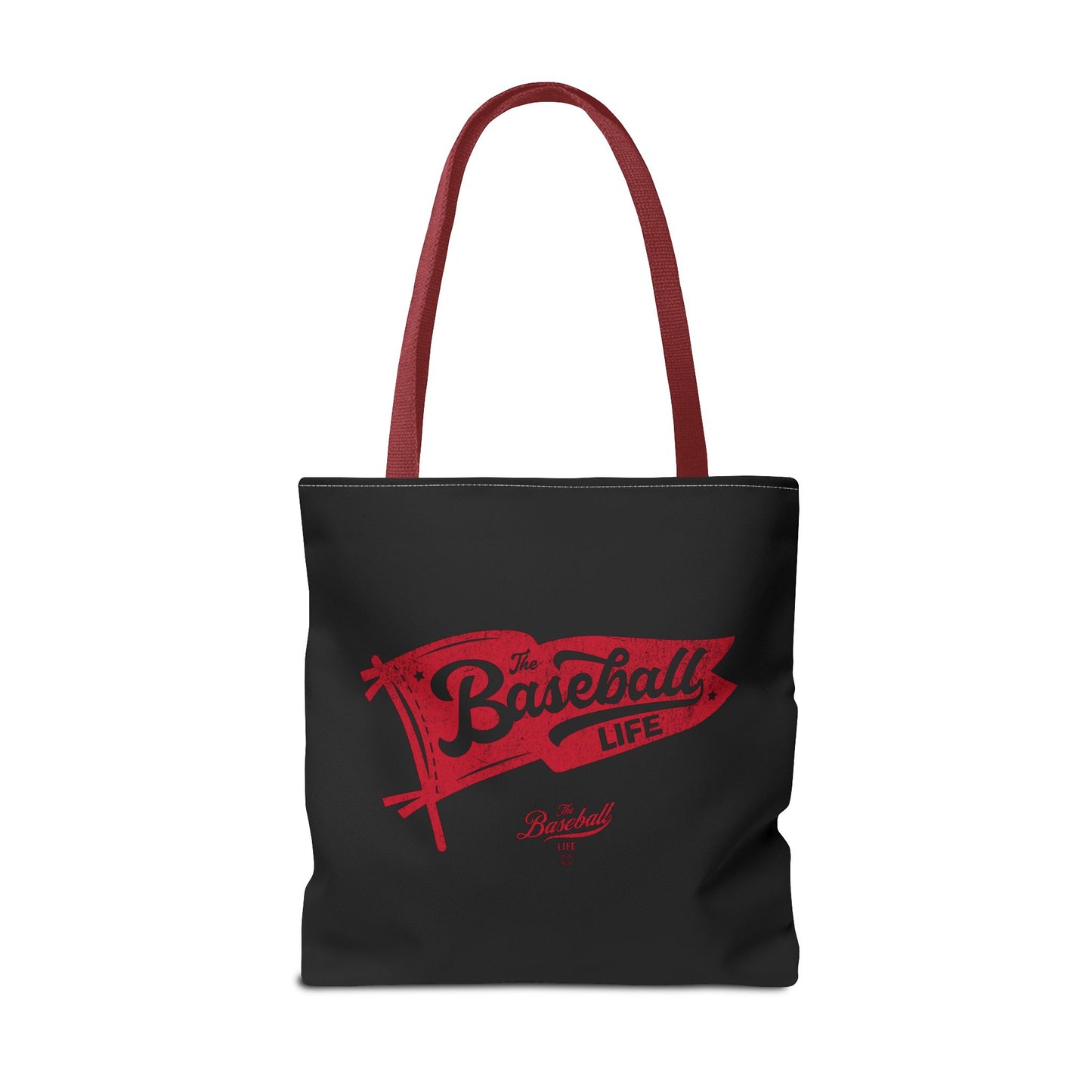 Vintage Pennant Tote Bag_Red Print on Black