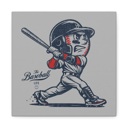 Mr. Baseball Mascot Home Run Wall Art Canvas