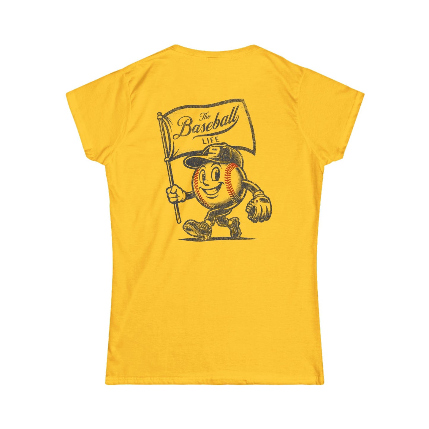 Women's Mr. Baseball Mascot Flying Flag T-Shirt