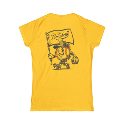 Women's Mr. Baseball Mascot Flying Flag T-Shirt