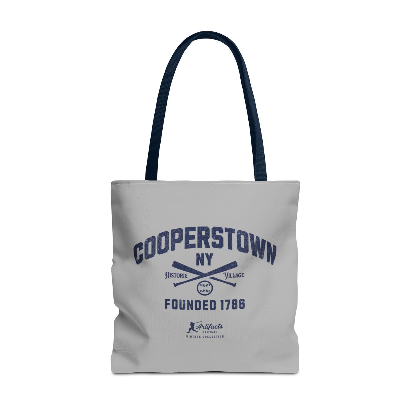 Cooperstown, NY Tote Bag_Light Gray w Navy Print