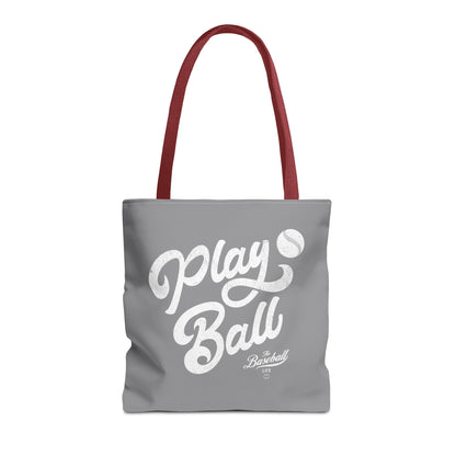 Play Ball Script Tote Bag_Medium Gray