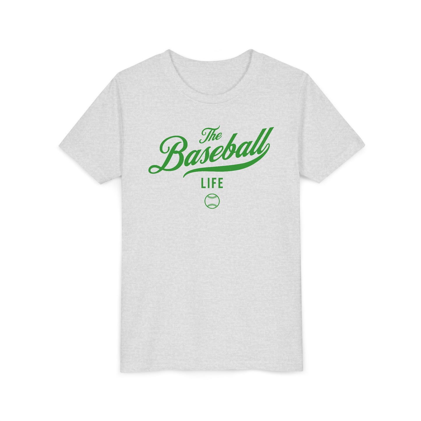 Youth The Baseball Life Classic Script T-Shirt_Green Print