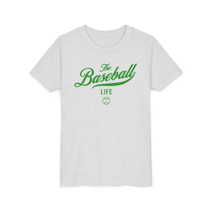 Youth The Baseball Life Classic Script T-Shirt_Green Print