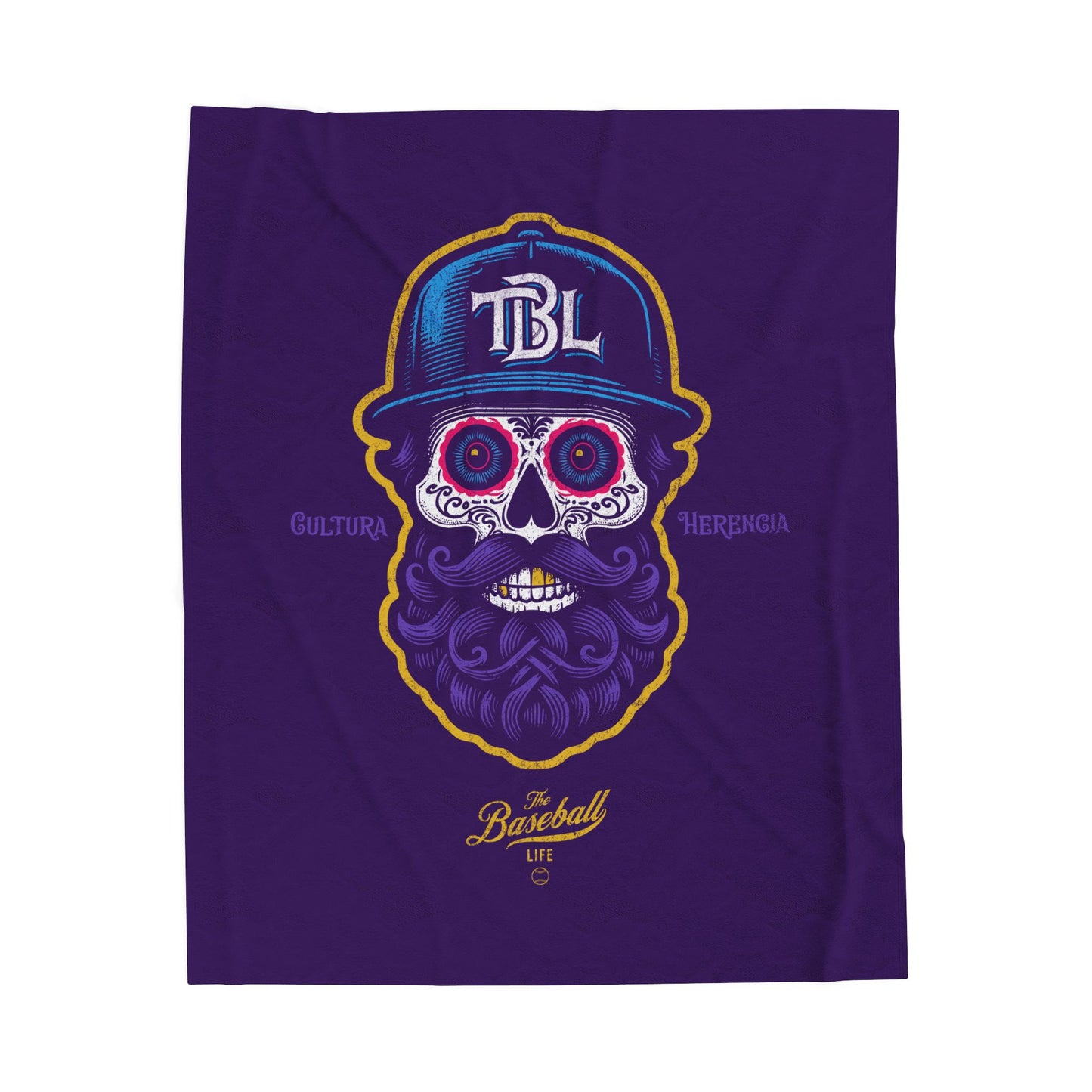 Velveteen Plush Blanket_Beisbol Sugar Skull Series_Player 2_Dark Purple