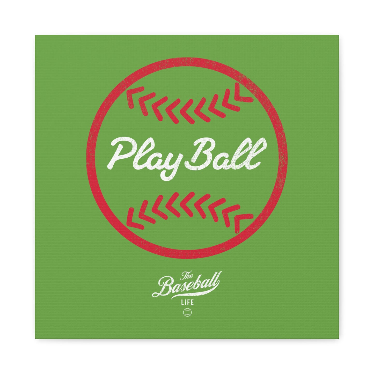 Play Ball Graphic Baseball Wall Art Canvas_Grass Green