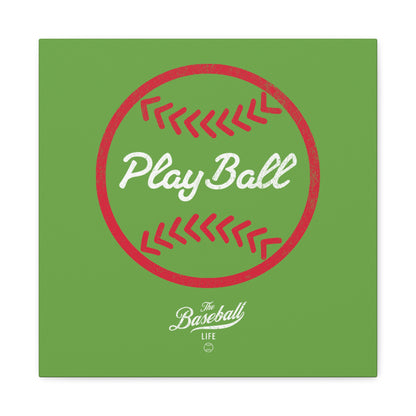 Play Ball Graphic Baseball Wall Art Canvas_Grass Green