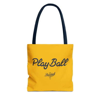 Play Ball Tote Bag_Yellow Gold with Navy Print