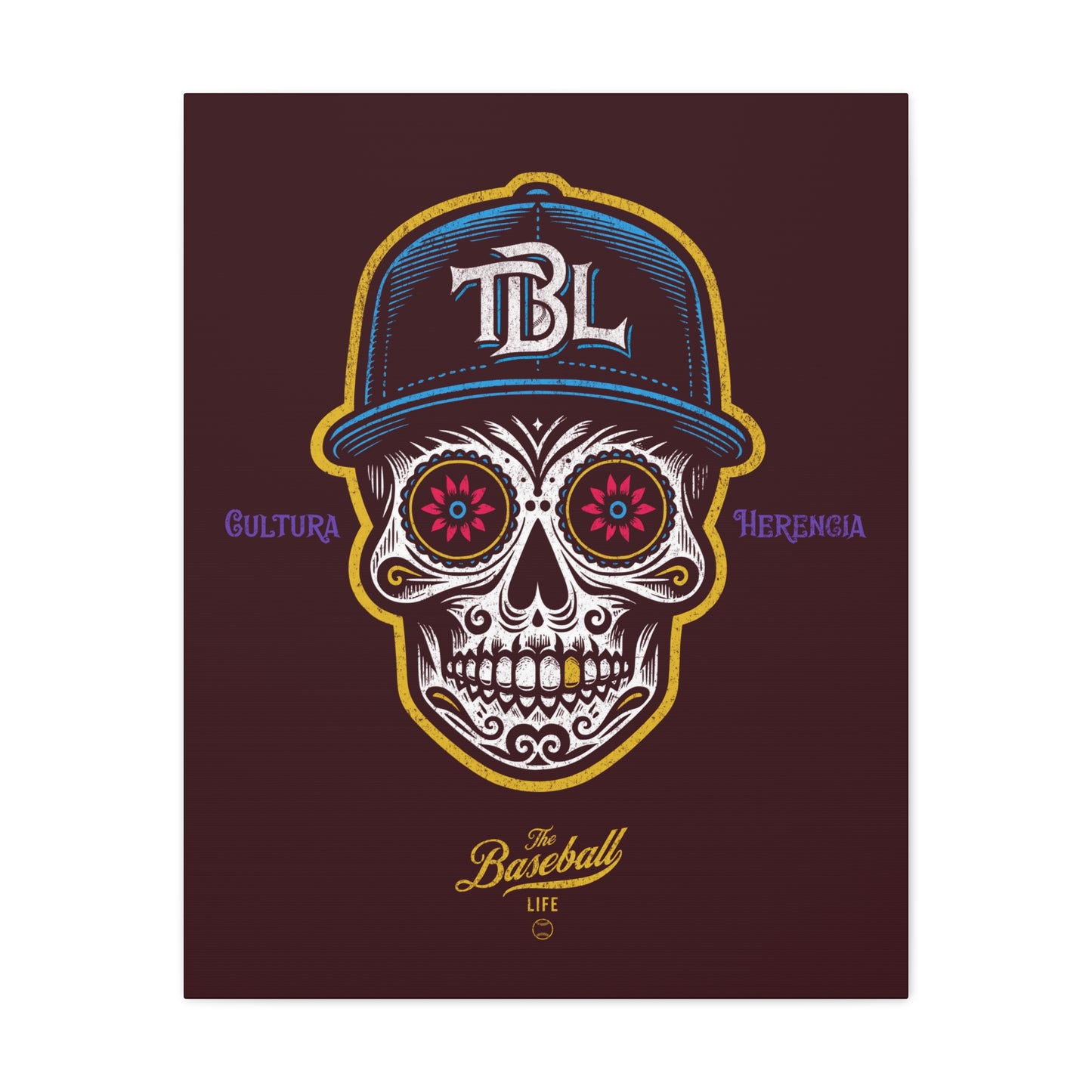 Beisbol Sugar Skull Series_Player 1 Wall Art Canvas_Coffee