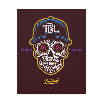 Beisbol Sugar Skull Series_Player 1 Wall Art Canvas_Coffee