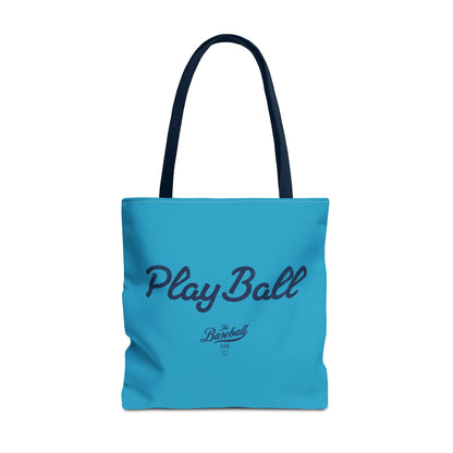 Play Ball Tote Bag_Turquoise with Navy Print