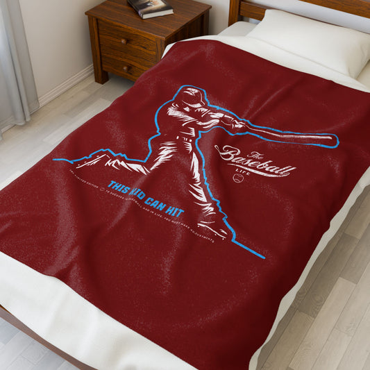 Velveteen Plush Blanket_This Kid Can Hit_Maroon