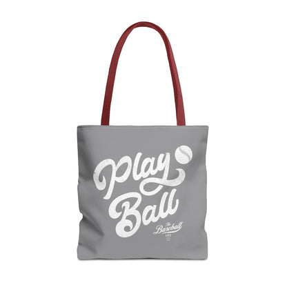 Play Ball Script Tote Bag_Medium Gray
