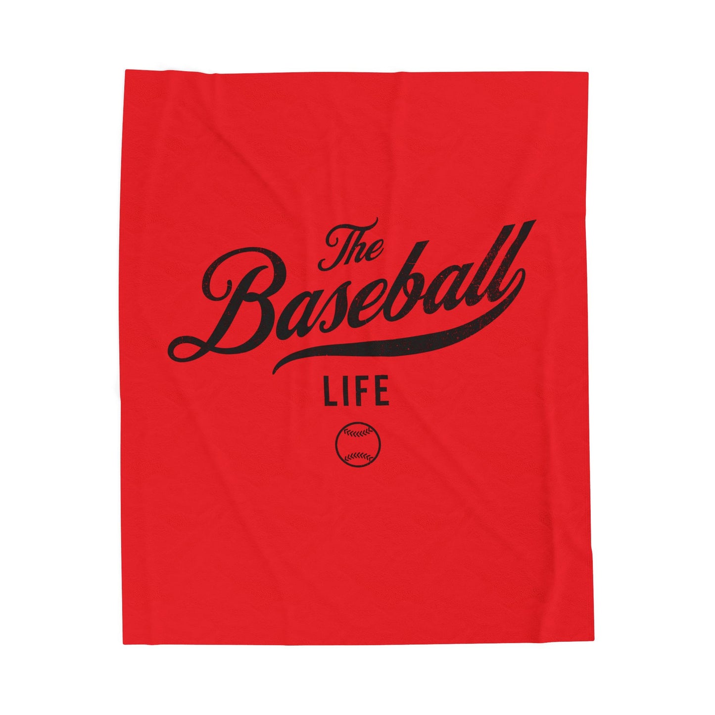 Velveteen Plush Blanket_Bright Red with Black Print