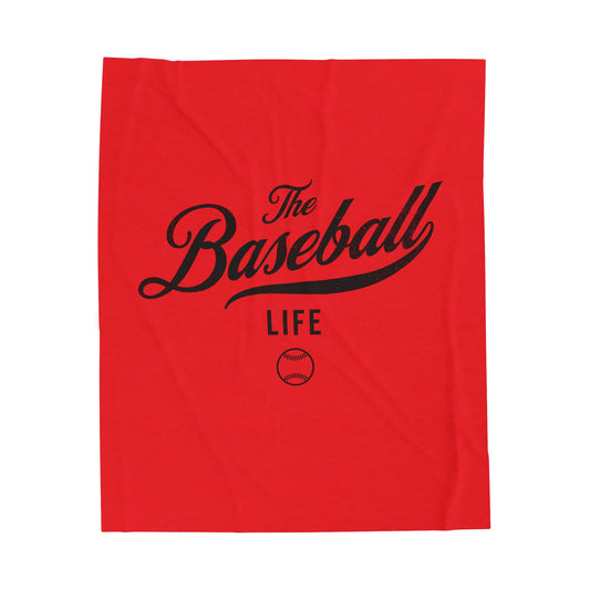 Velveteen Plush Blanket_Bright Red with Black Print