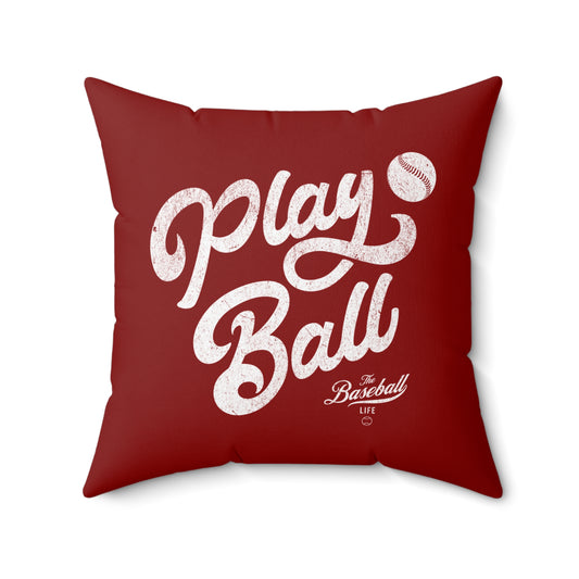 Accent Pillow_Play Ball Script_Maroon