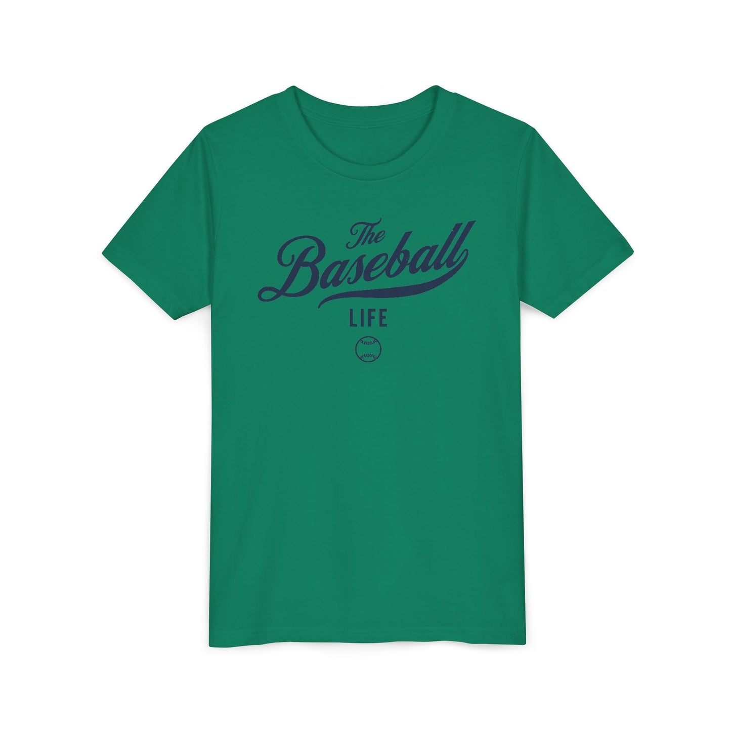 Youth The Baseball Life Classic Script T-Shirt_Navy Print