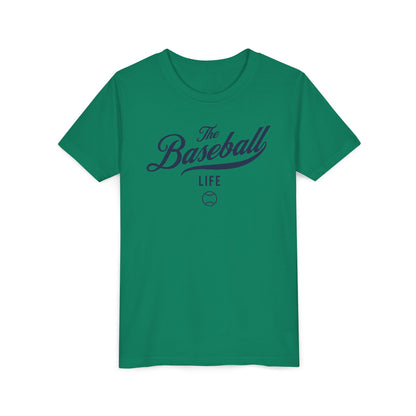 Youth The Baseball Life Classic Script T-Shirt_Navy Print