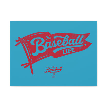 Classic Pennant Wall Art Canvas_Red Print on Turquoise