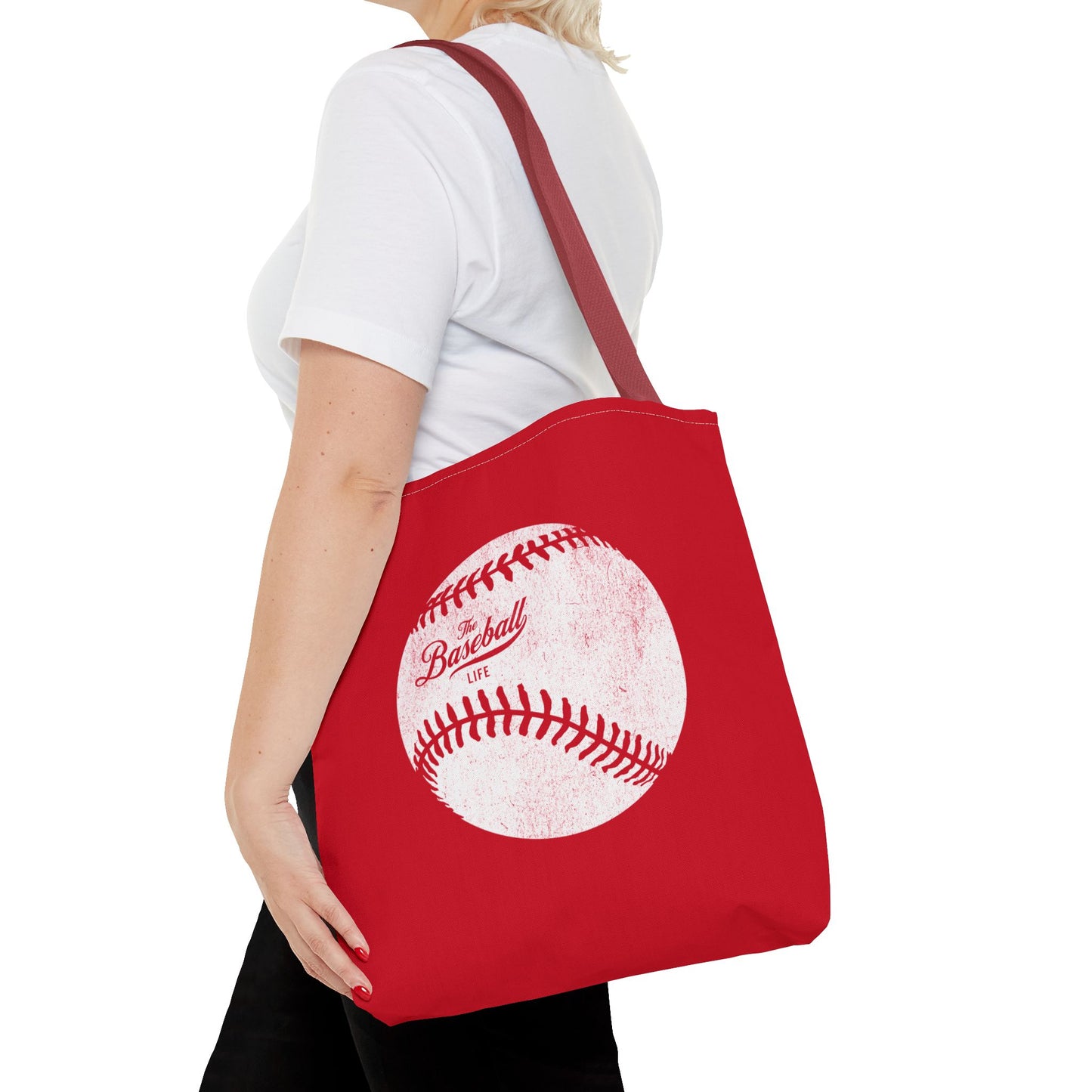Weathered Baseball Tote Bag_Red