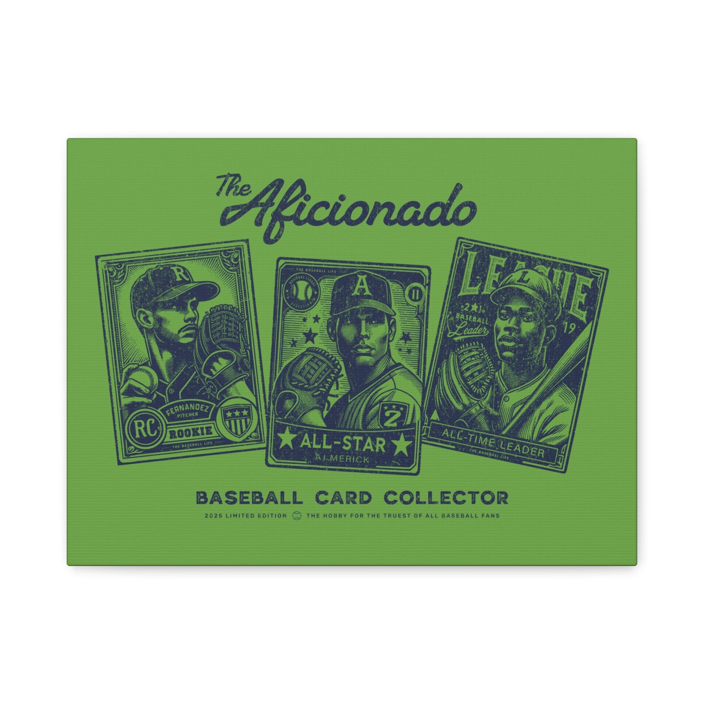 The Aficionado Baseball Card Collector Wall Art Canvas_Grass Green