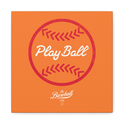 Play Ball Graphic Baseball Wall Art Canvas_Orange